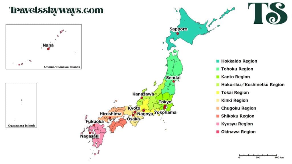Map of Japan with Major Cities
